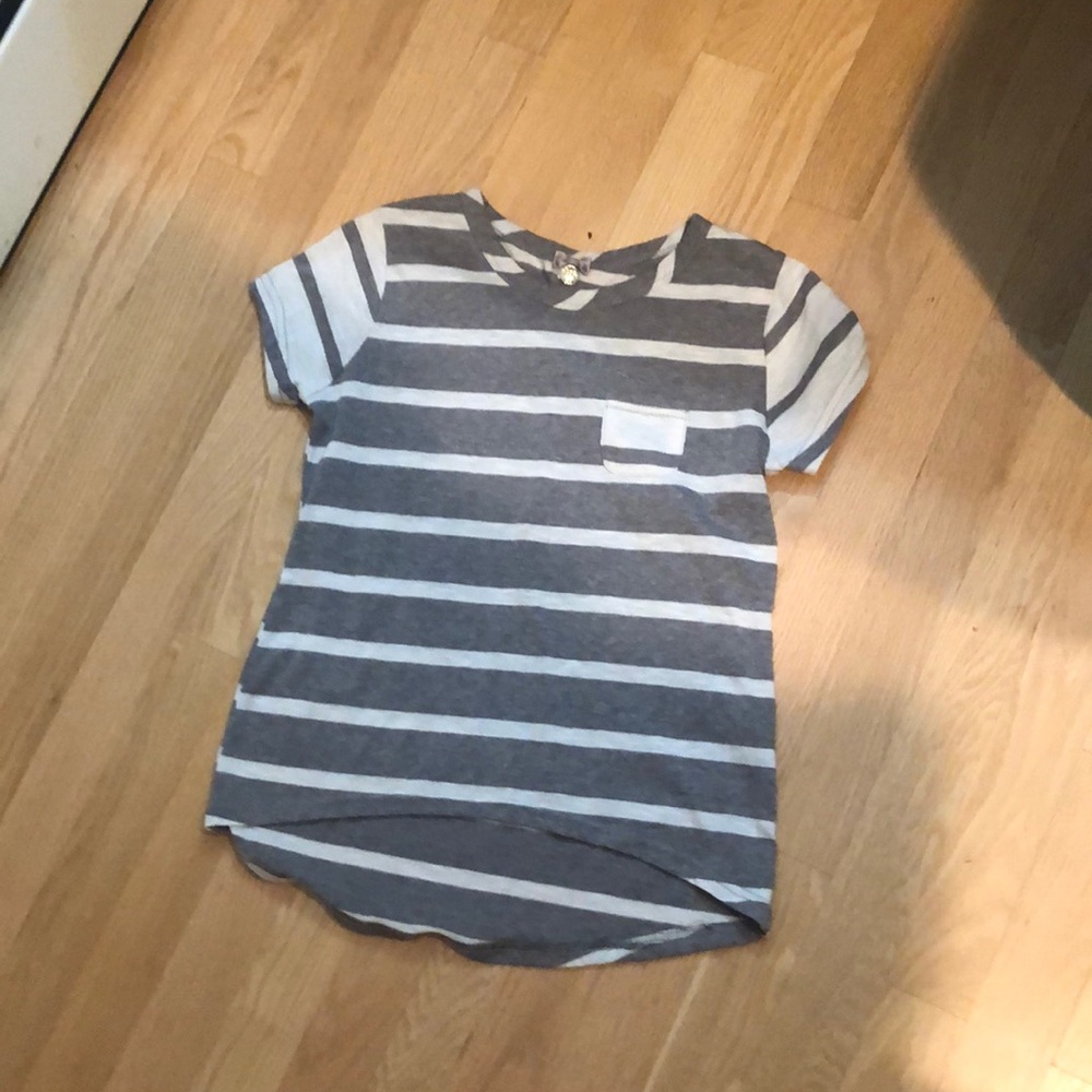 Gray and white striped T-shirt